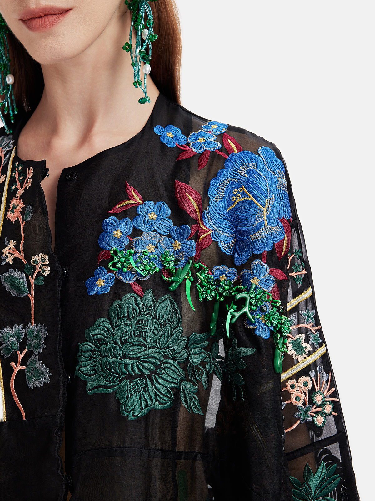 Mulberry Silk Embroidered Cardigan