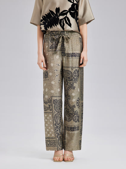 Bohemian Silk Paisley Print Pants