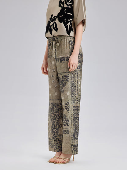 Bohemian Silk Paisley Print Pants