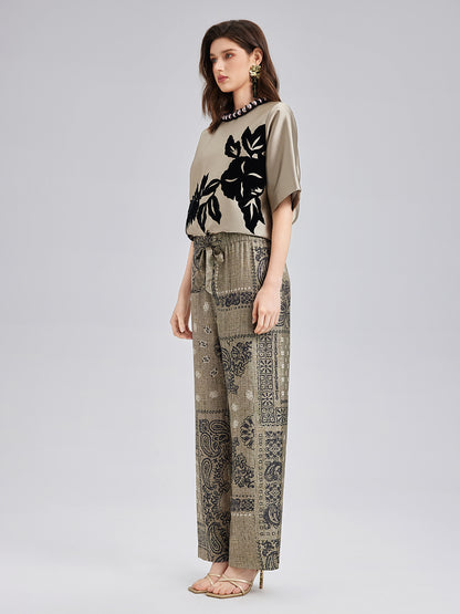 Bohemian Silk Paisley Print Pants