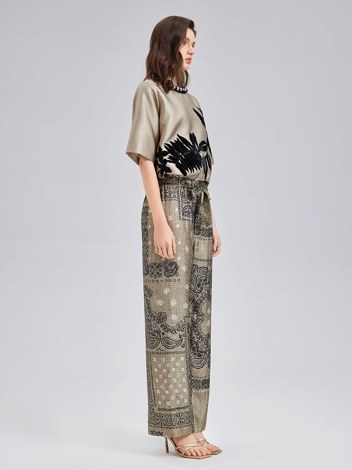 Bohemian Silk Paisley Print Pants