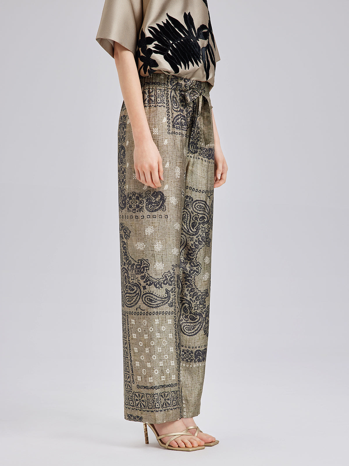 Bohemian Silk Paisley Print Pants