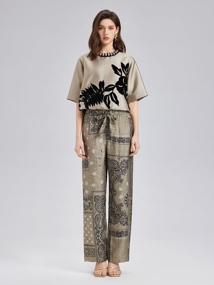 Bohemian Silk Paisley Print Pants