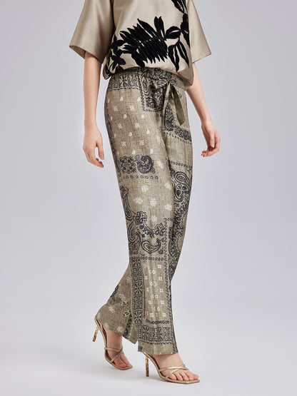 Bohemian Silk Paisley Print Pants