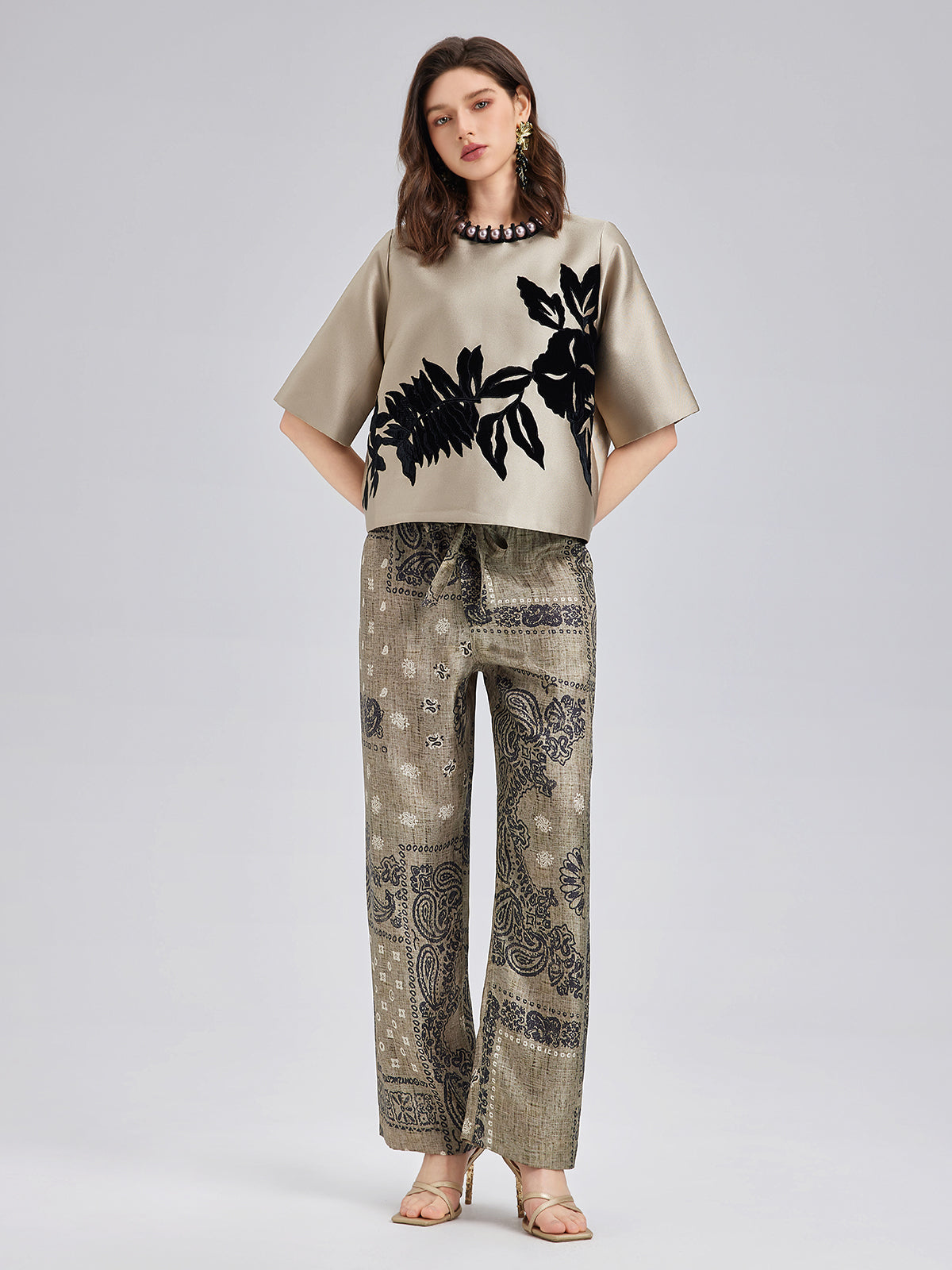 Bohemian Silk Paisley Print Pants