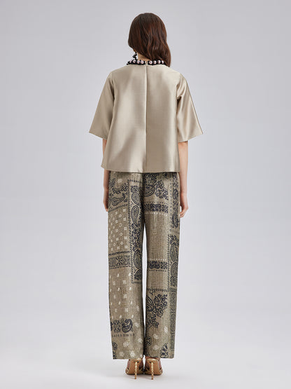 Bohemian Silk Paisley Print Pants