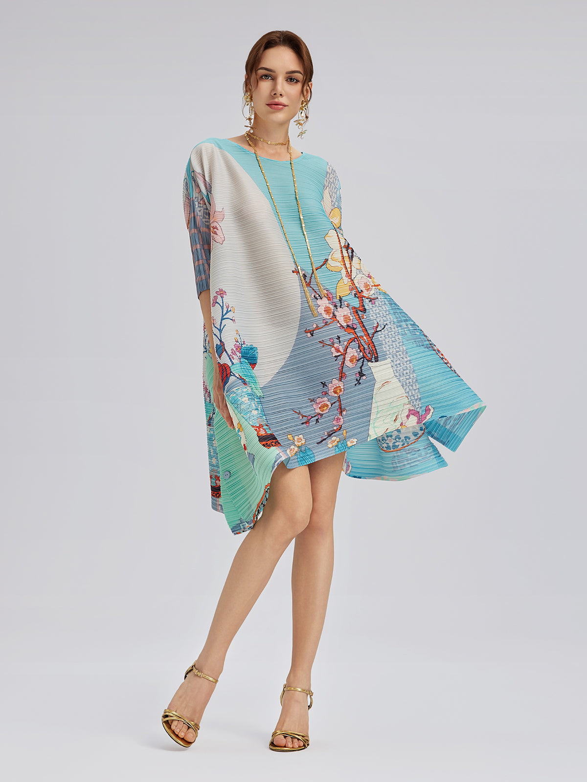 Artistic Print Pleated Set