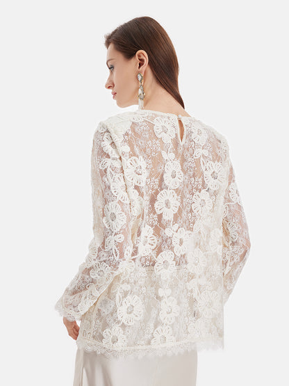 Full Floral Lace Sheer Top