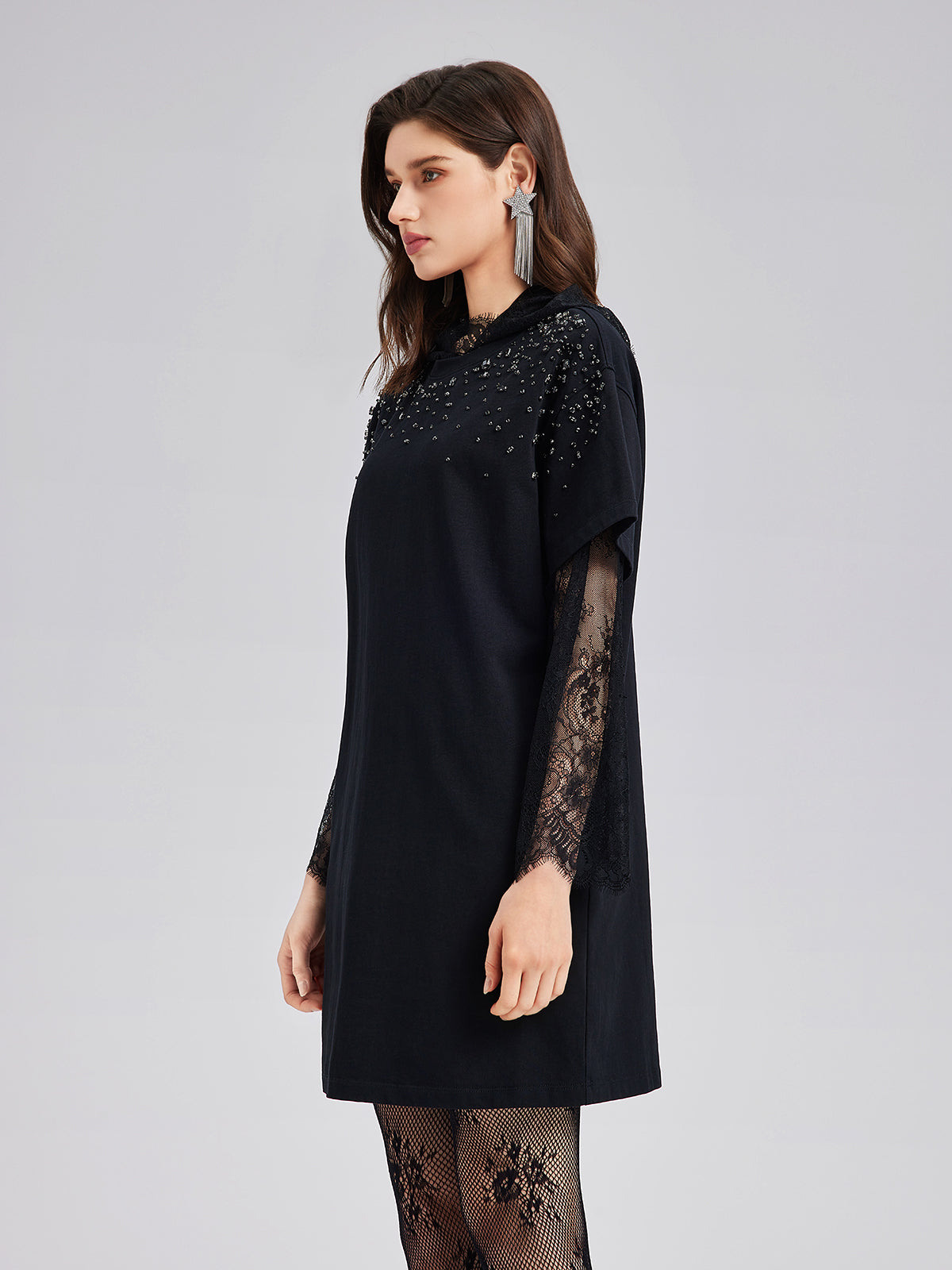 Hand-Beaded Washed Knit Dress (Excludes Lace Lining)