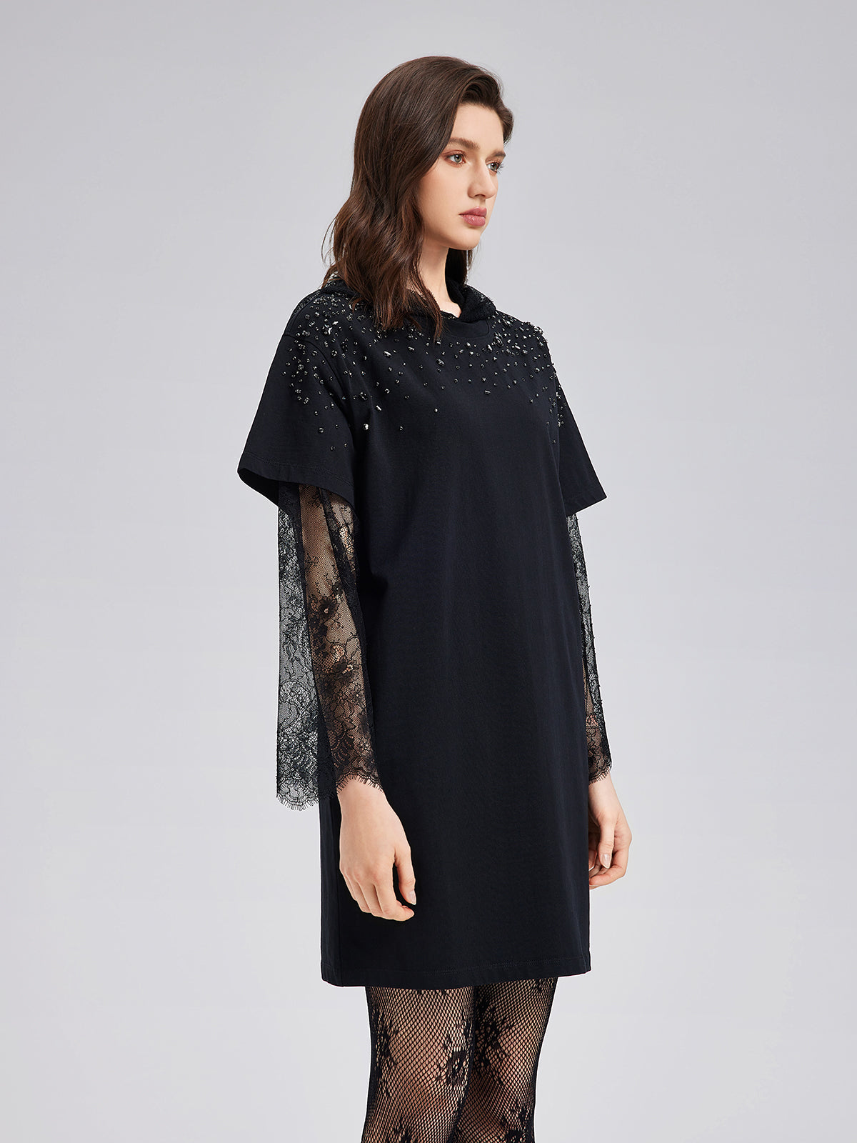 Hand-Beaded Washed Knit Dress (Excludes Lace Lining)