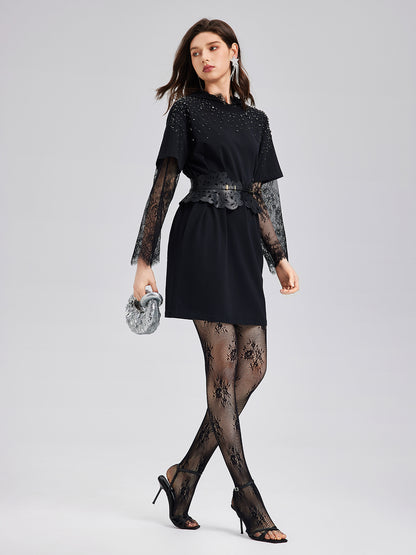 Hand-Beaded Washed Knit Dress (Excludes Lace Lining)