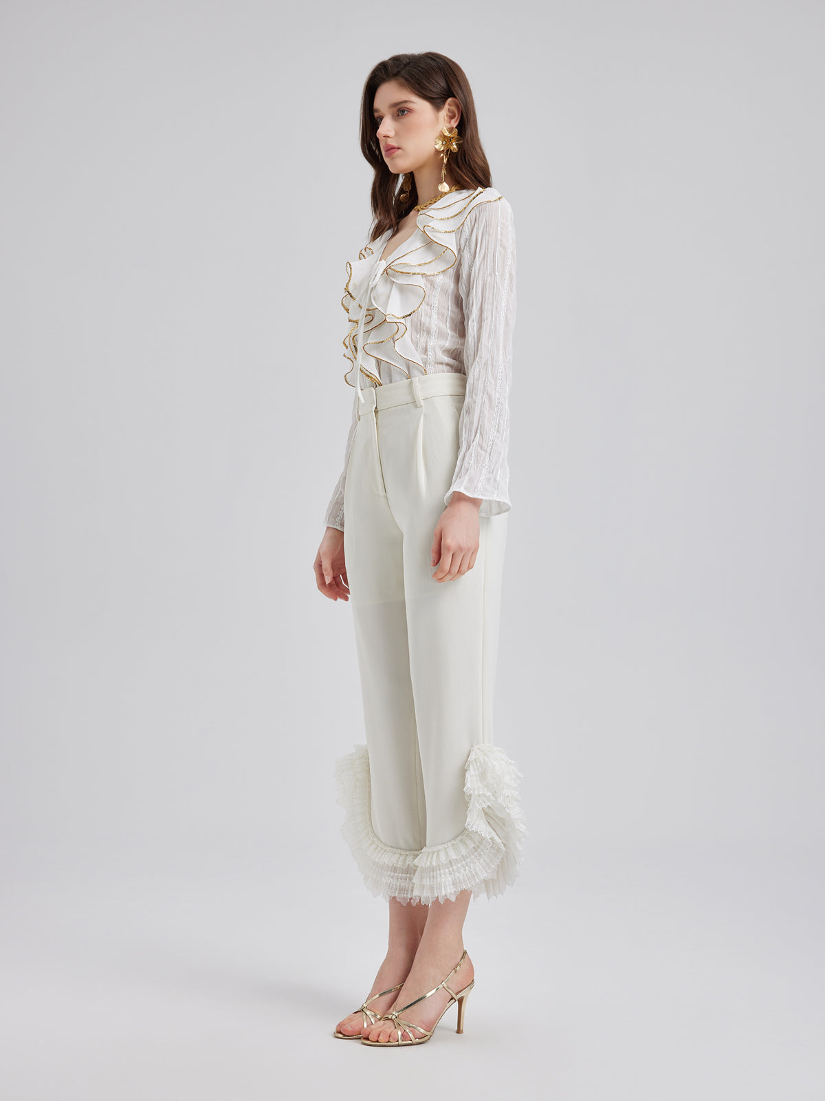 Final Sale | Layered Ruffle Hem Tapered Pants