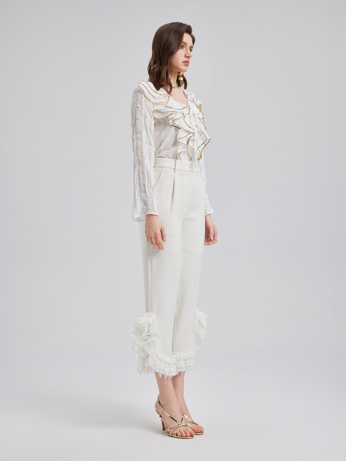 Final Sale | Layered Ruffle Hem Tapered Pants