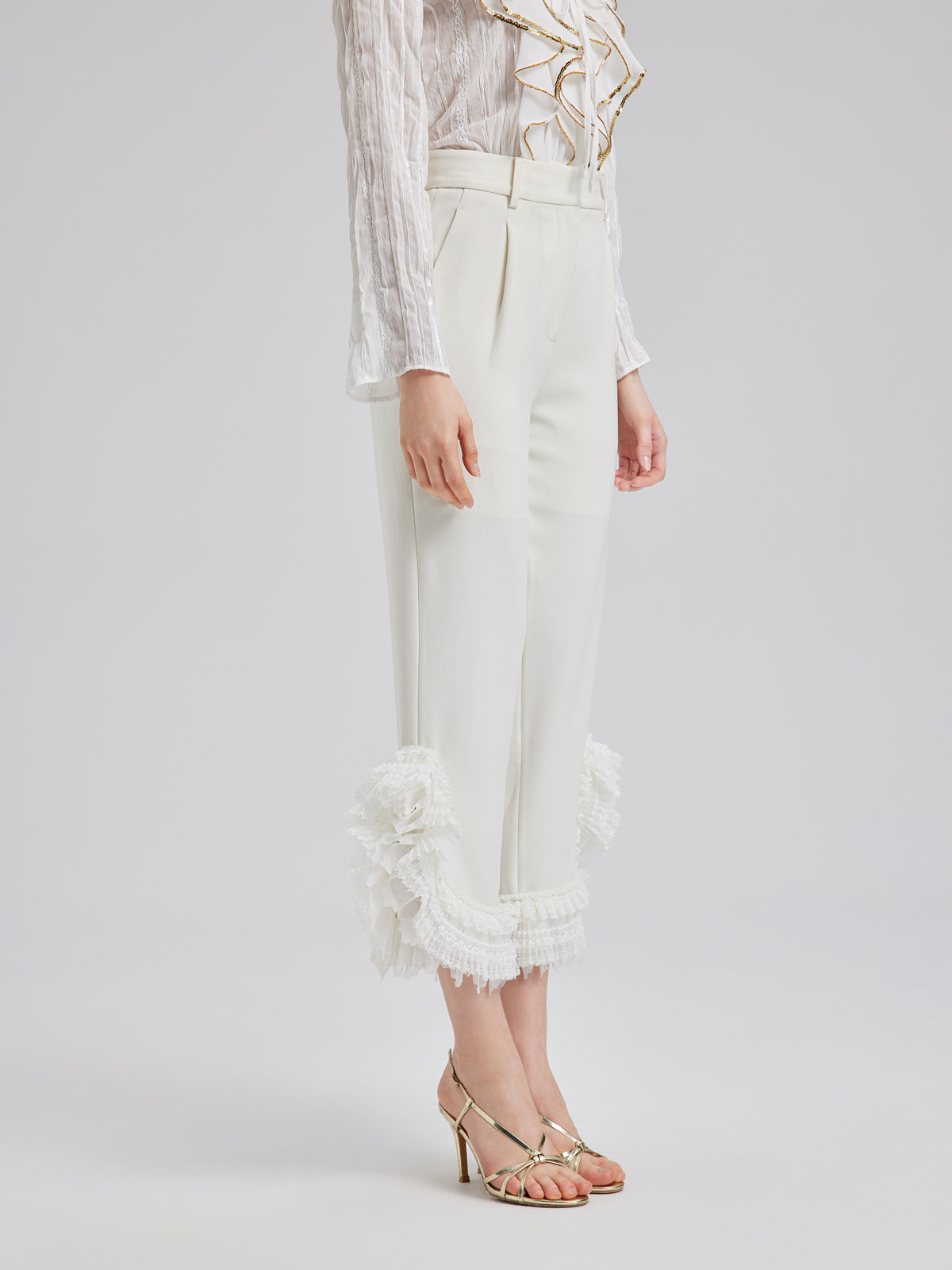 Final Sale | Layered Ruffle Hem Tapered Pants