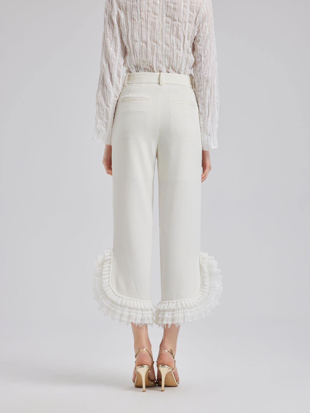 Layered Ruffle Hem Tapered Pants