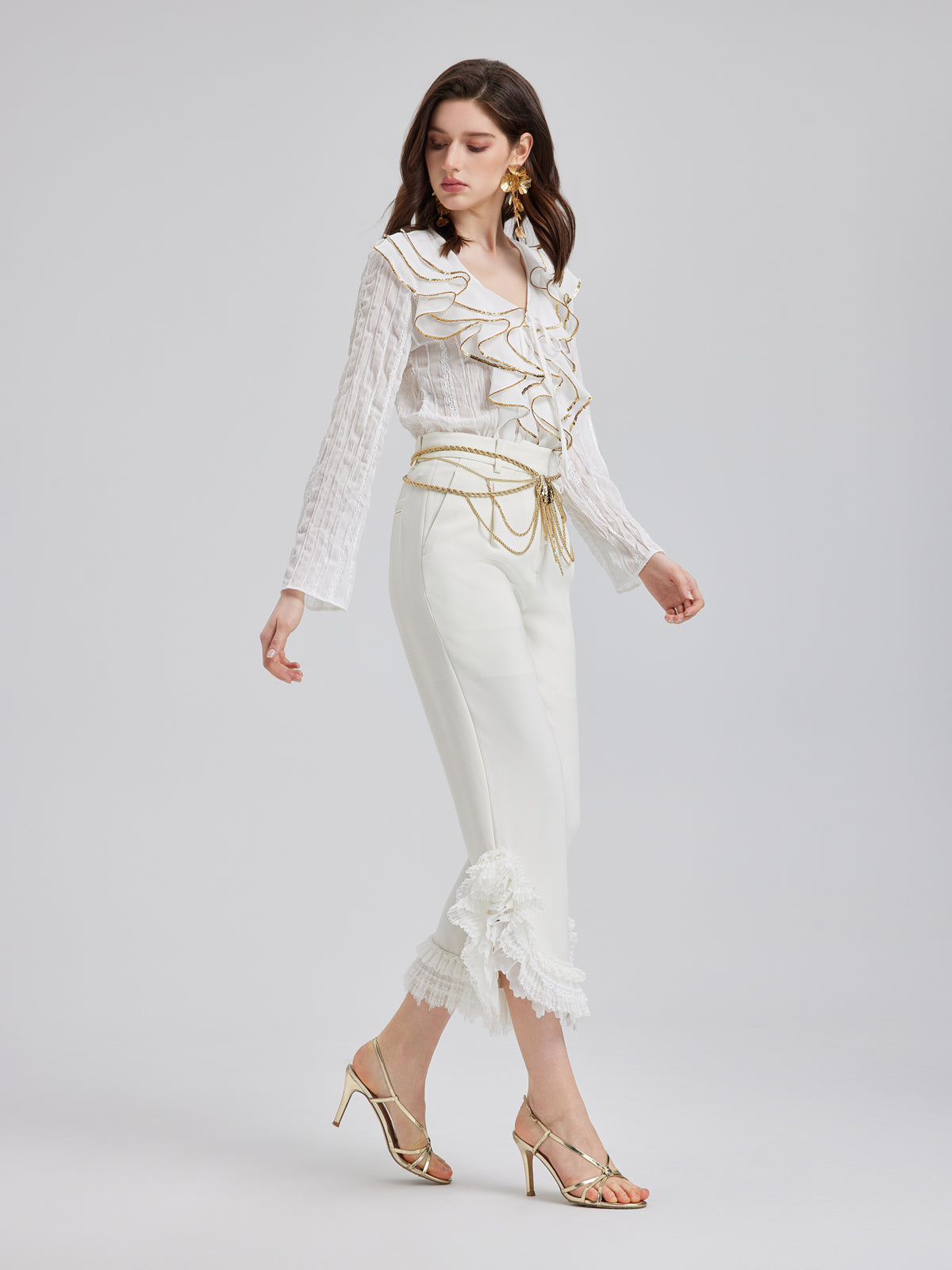 Final Sale | Layered Ruffle Hem Tapered Pants