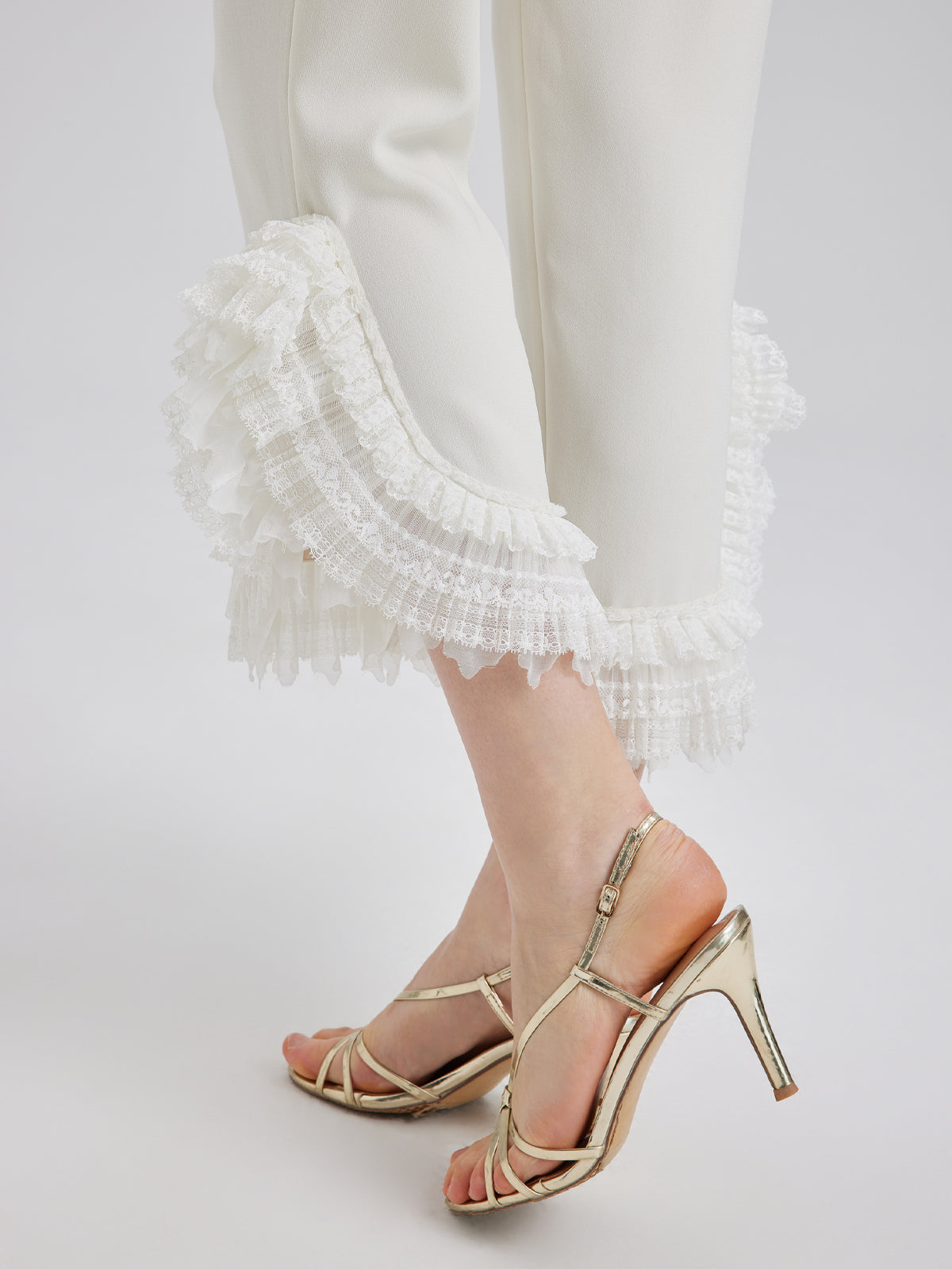 Final Sale | Layered Ruffle Hem Tapered Pants