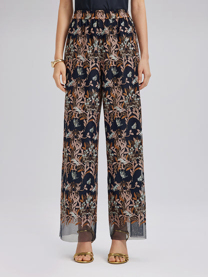 Multicolor Floral Embroidered Pants