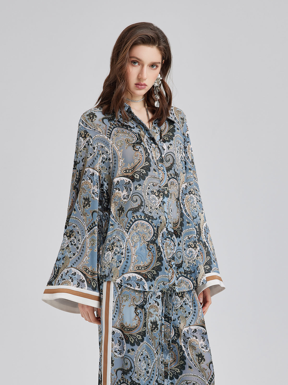 Versatile Bohemian Print Long Sleeve Shirt