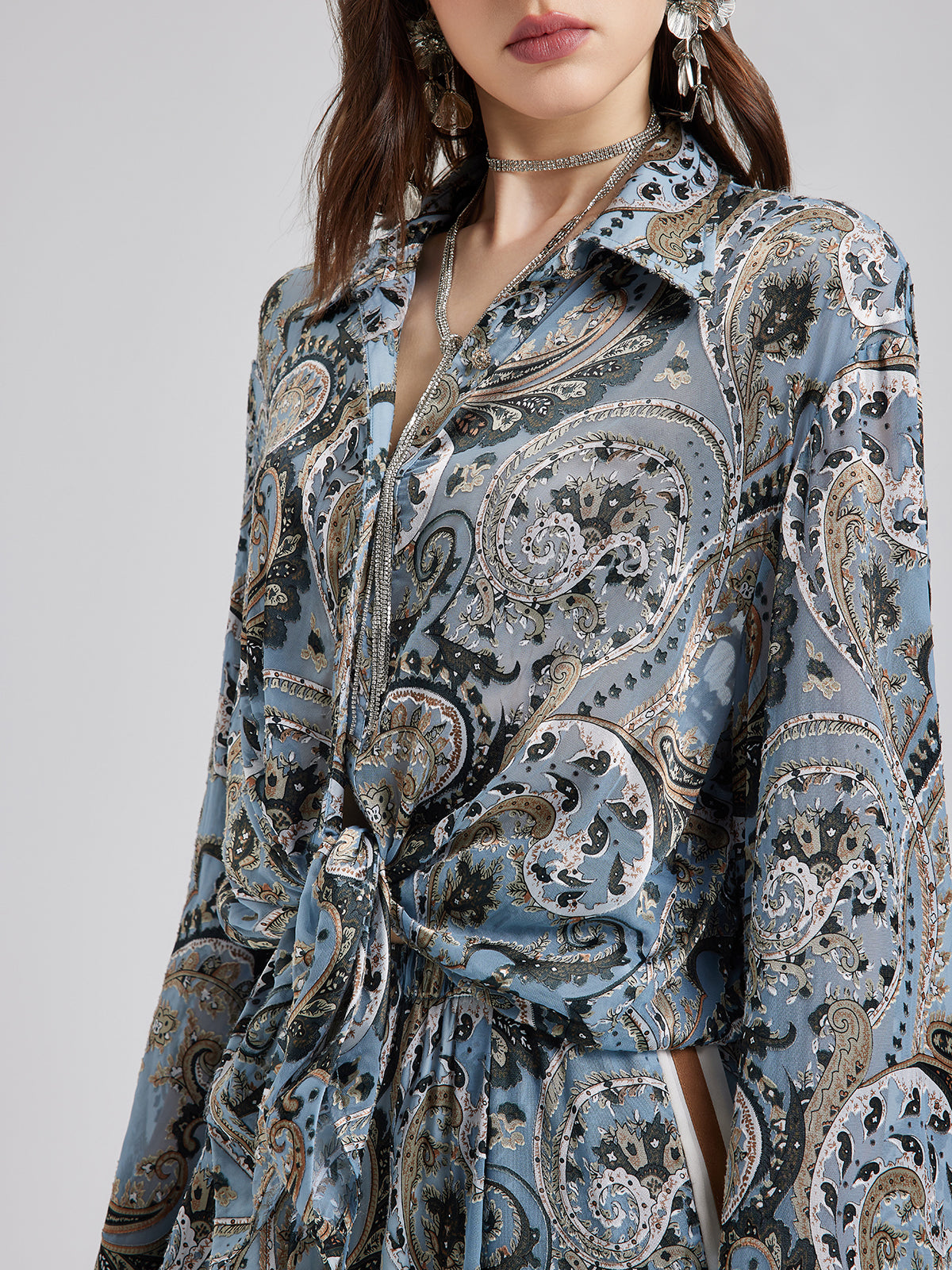 Versatile Bohemian Print Long Sleeve Shirt