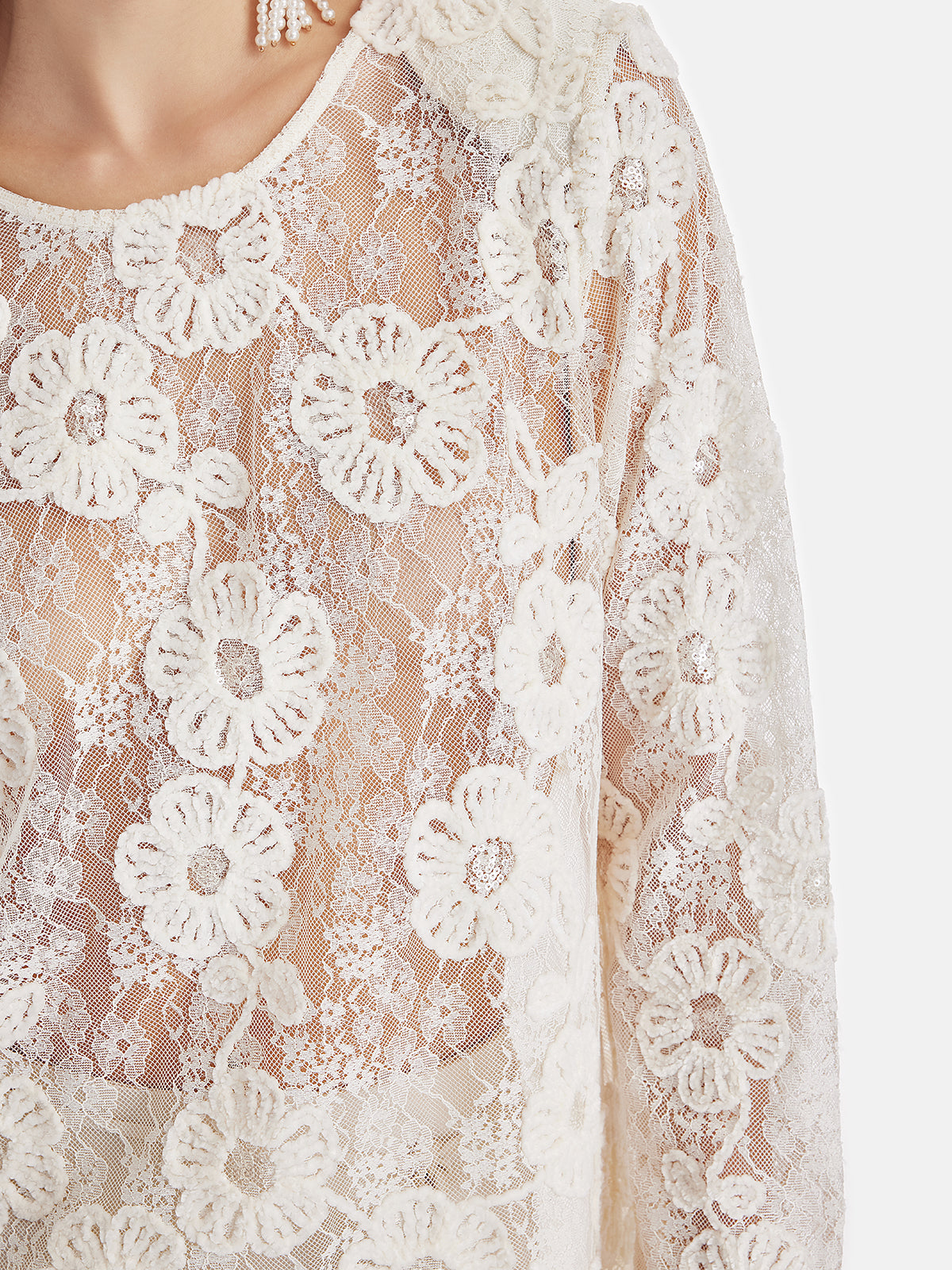 Full Floral Lace Sheer Top