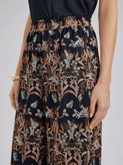 Multicolor Floral Embroidered Pants