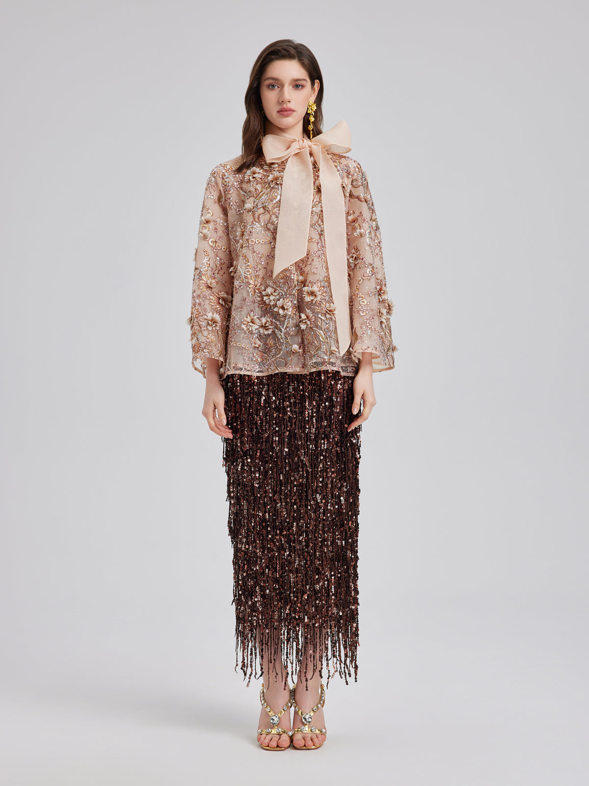 Luxury Embroidered Floral Organza Jacket