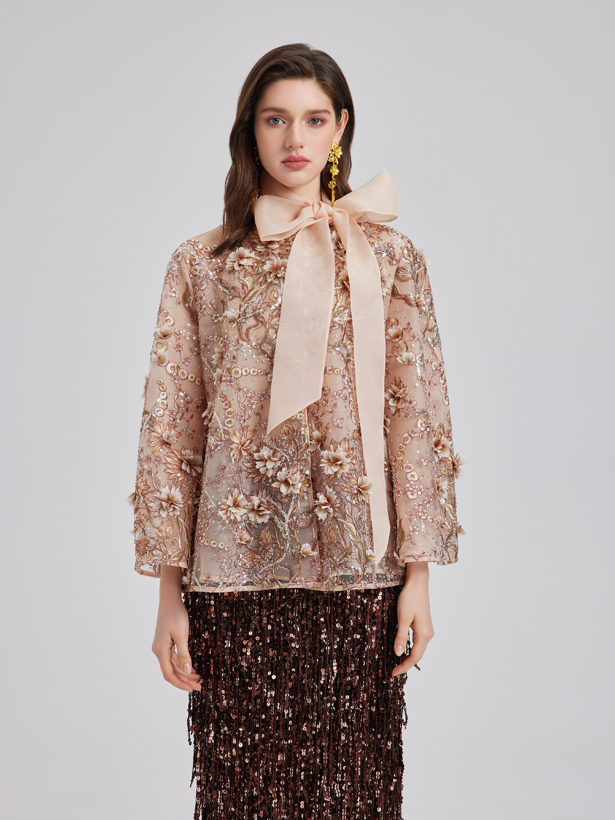 Luxury Embroidered Floral Organza Jacket