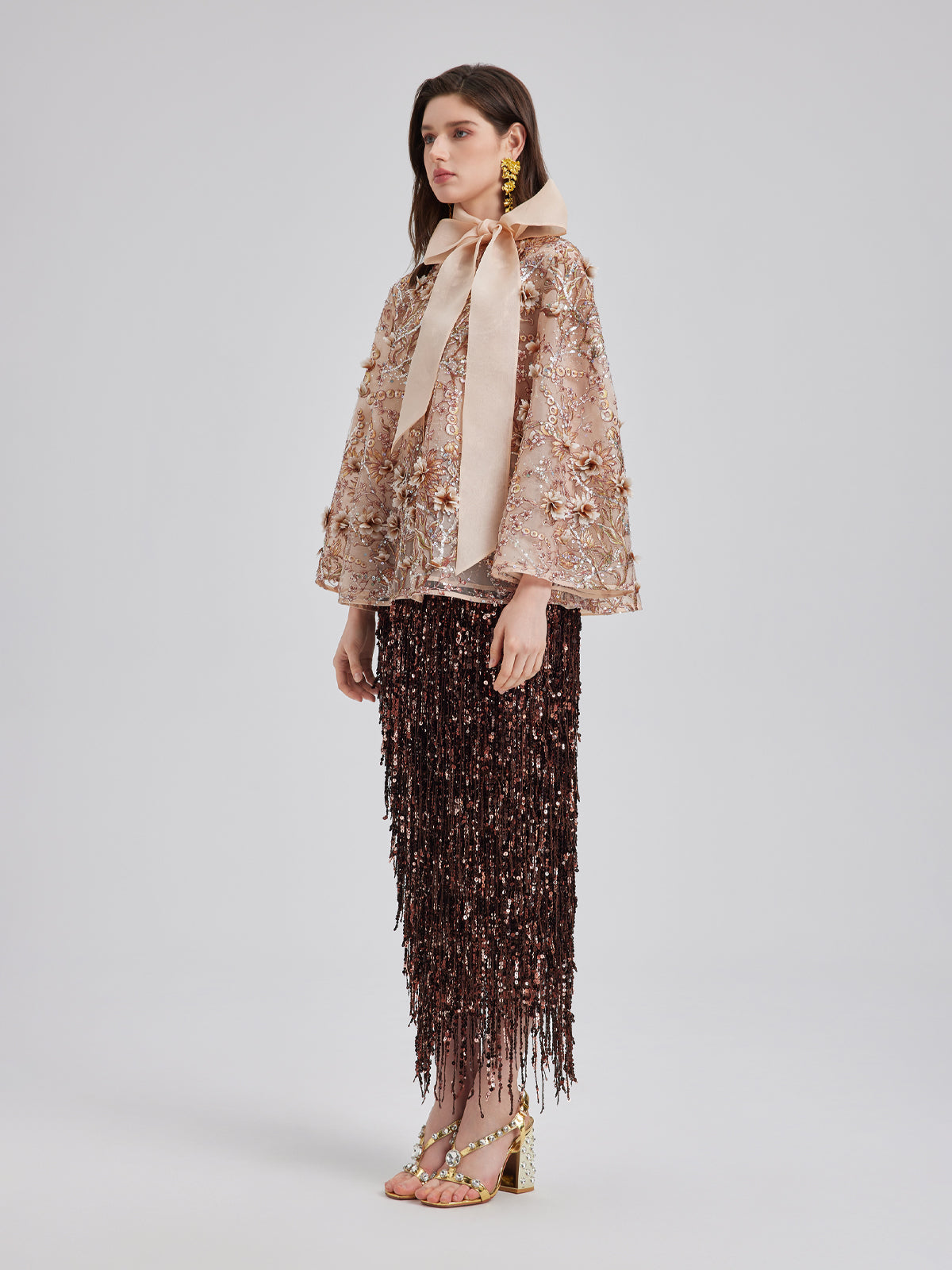 Luxury Embroidered Floral Organza Jacket