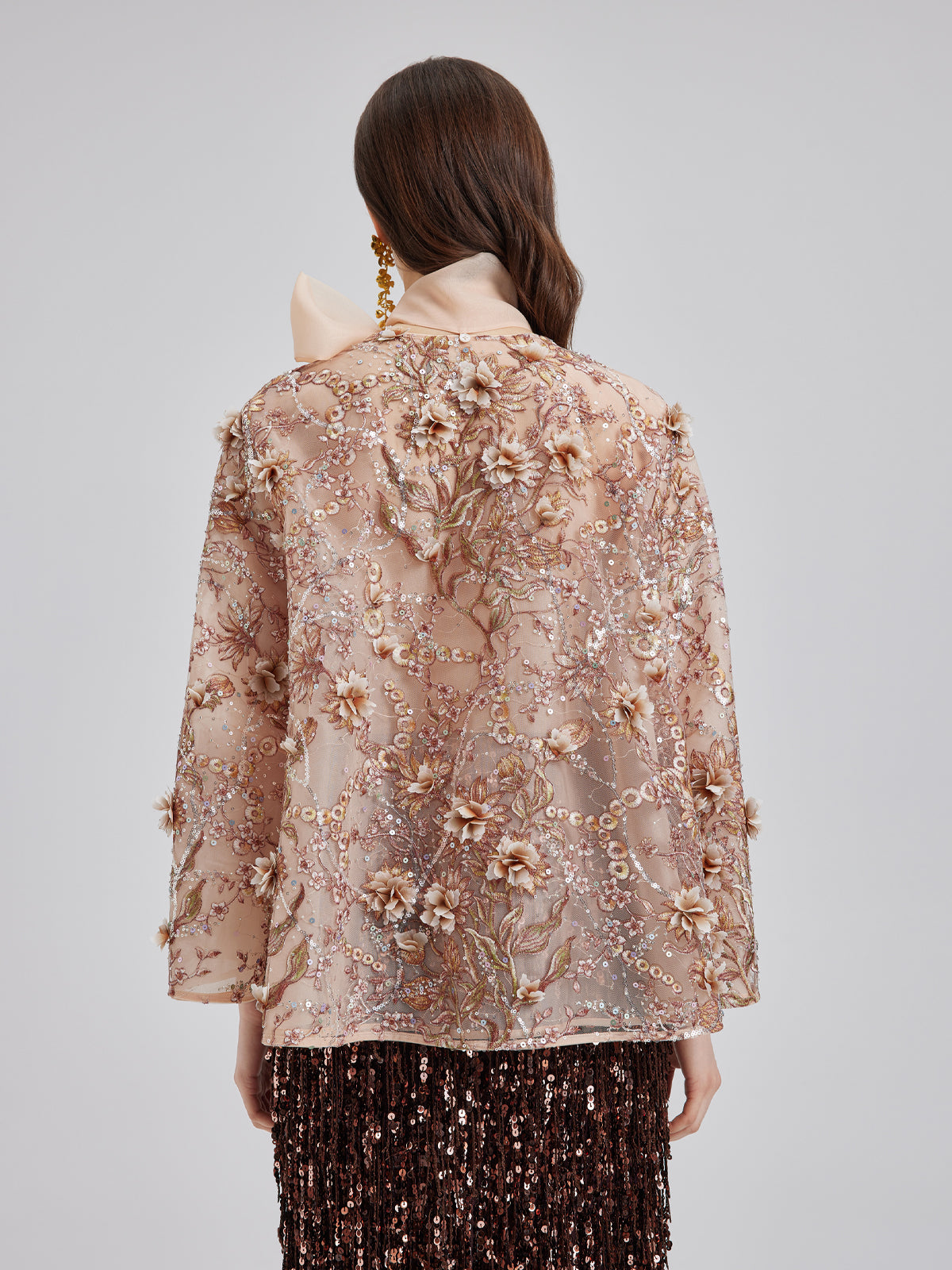 Luxury Embroidered Floral Organza Jacket