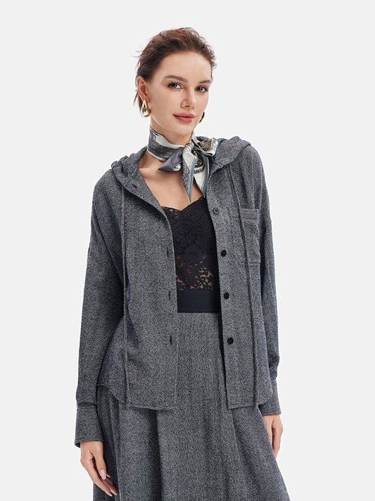 Australian Wool Grey Hooded Coat