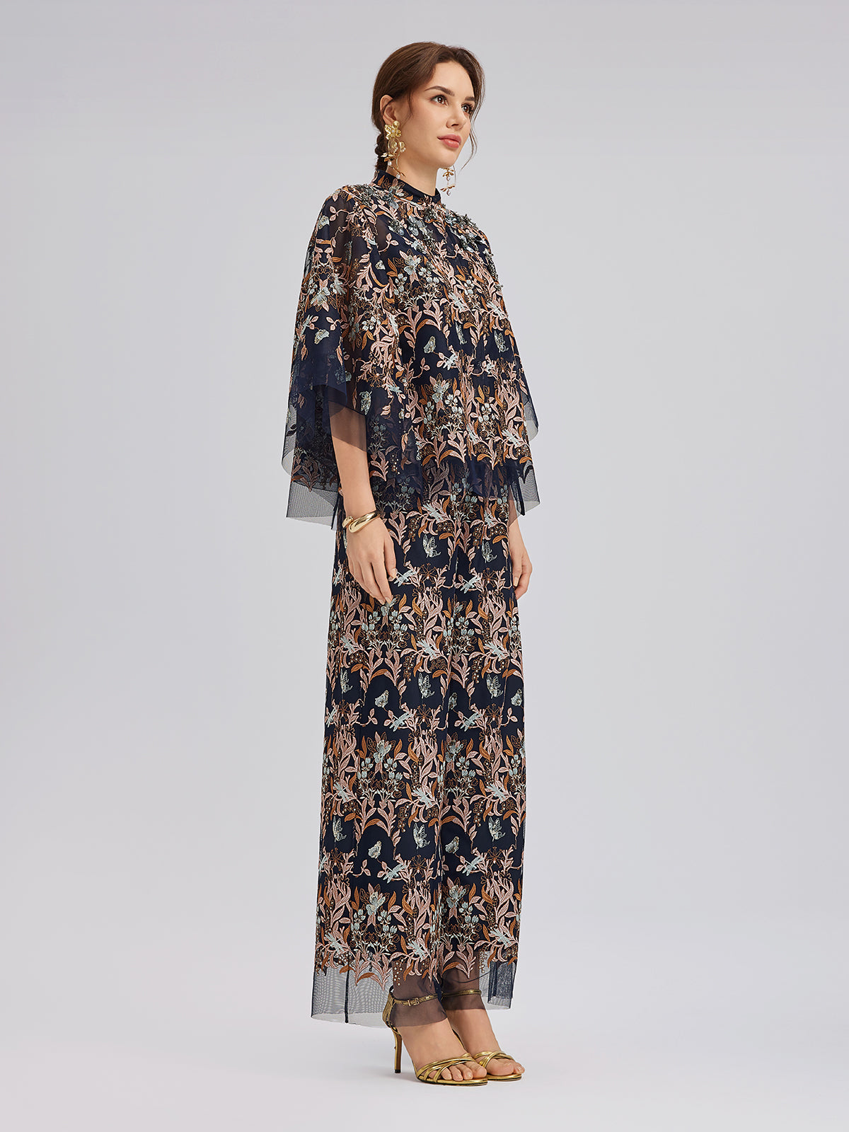 Multicolor Floral Embroidered Pants