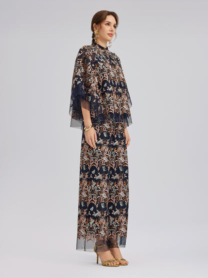 Multicolor Floral Embroidered Pants