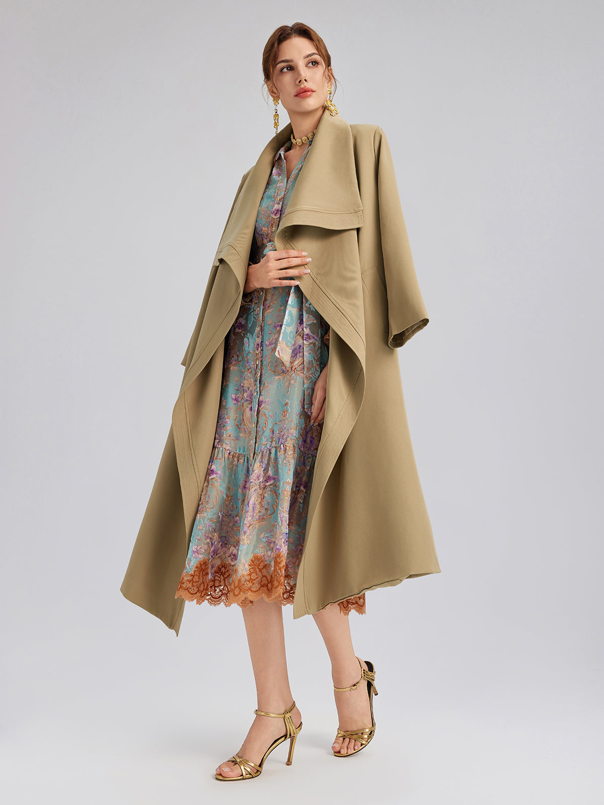 Oversized Collar Quilted Trench Coat