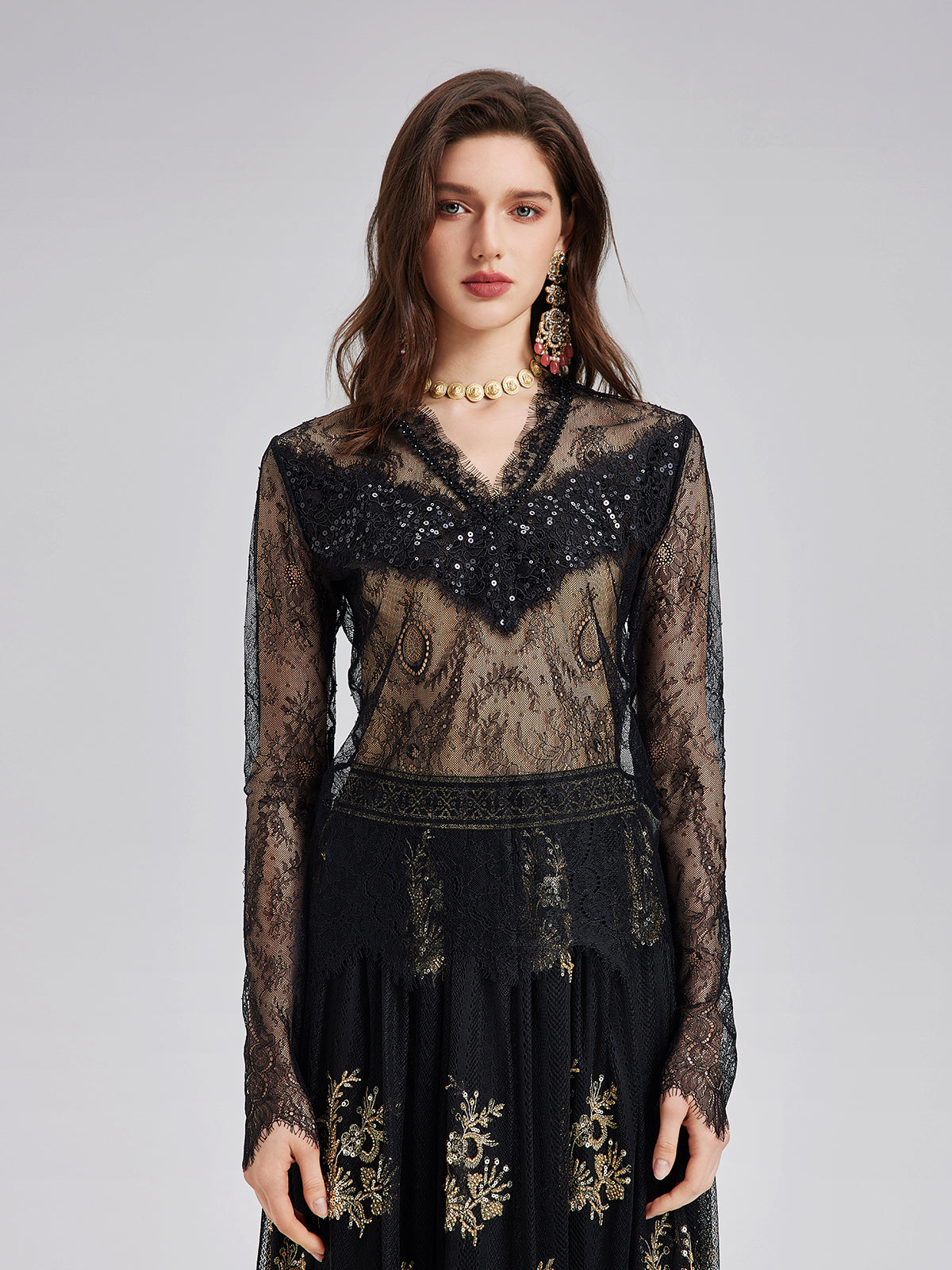 Elegant Lace Embellished Top