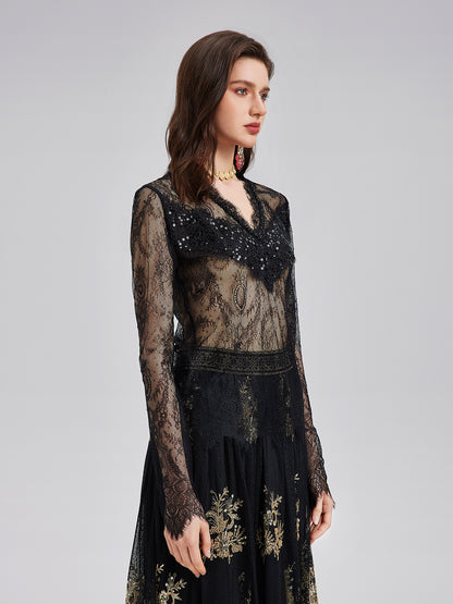 Elegant Lace Embellished Top