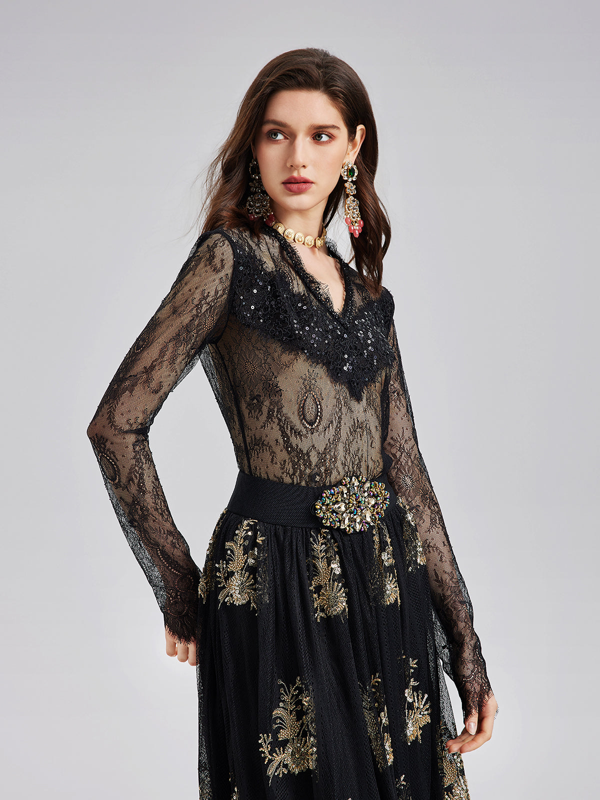 Elegant Lace Embellished Top