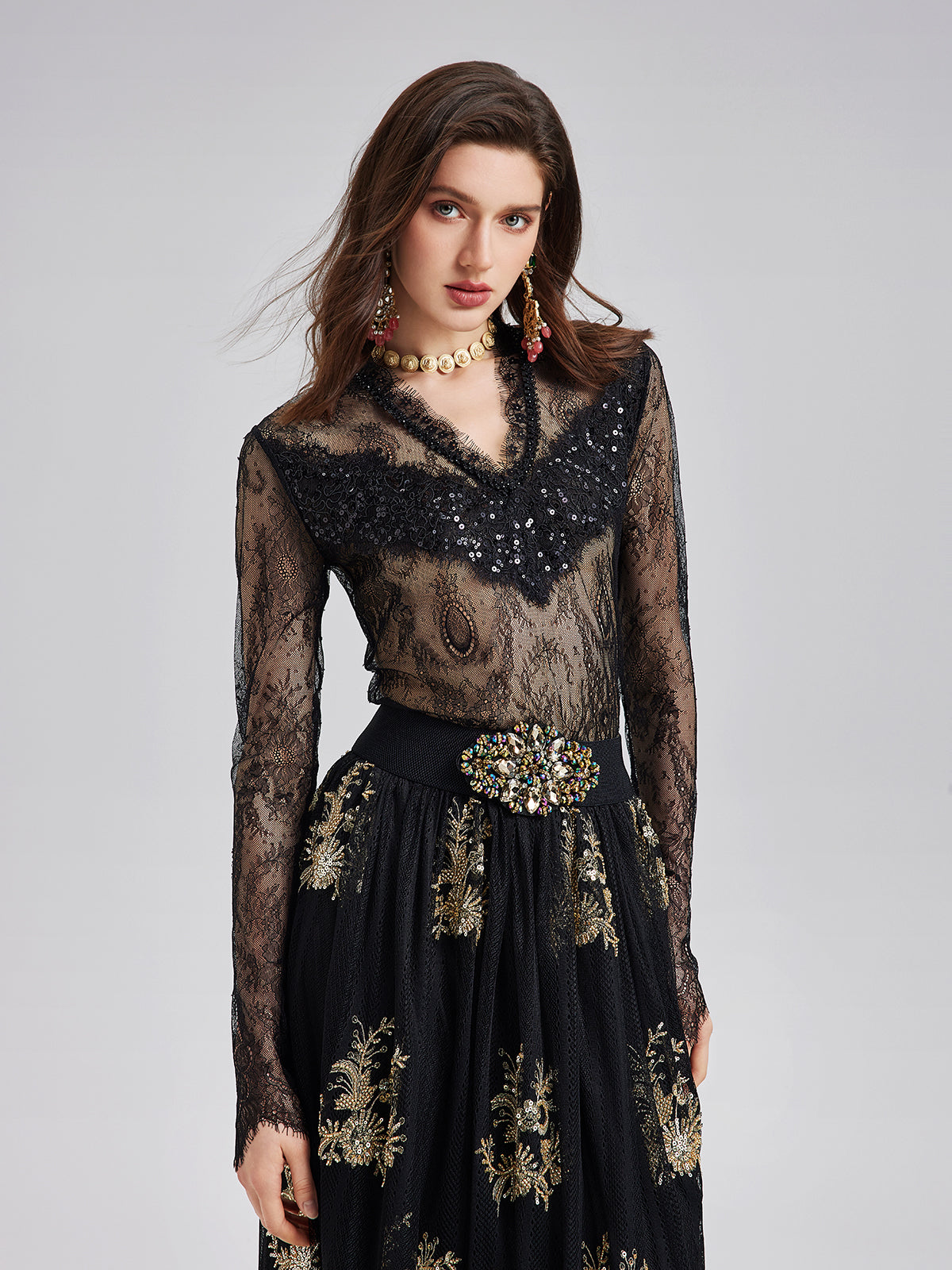 Elegant Lace Embellished Top