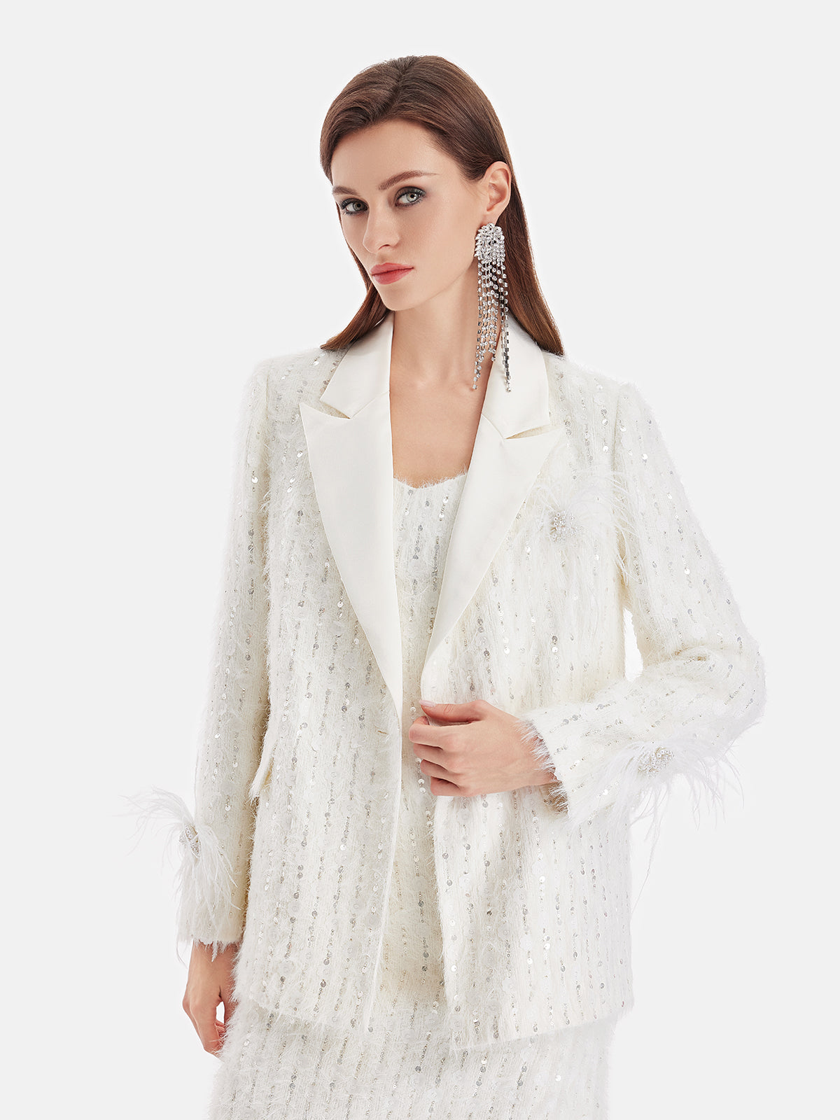 Sequined Feather Blazer