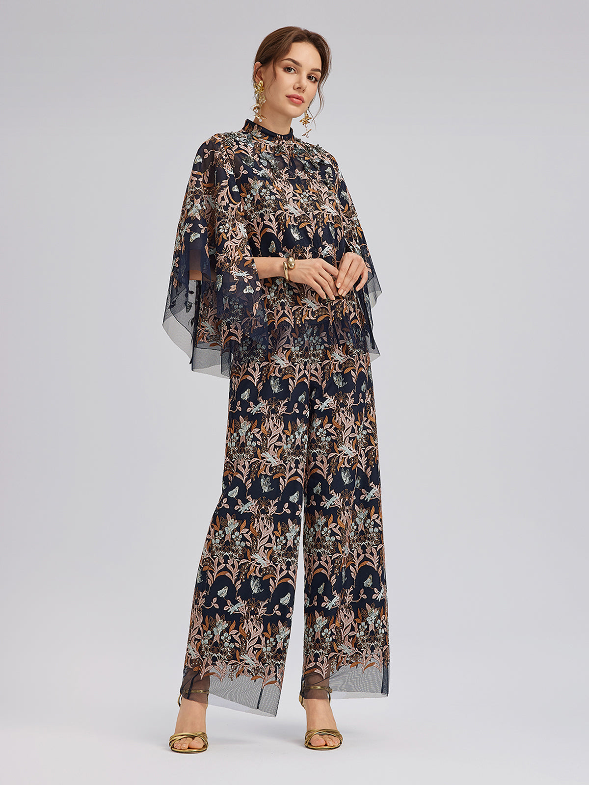 Multicolor Floral Embroidered Beaded Top