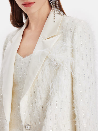 Sequined Feather Blazer