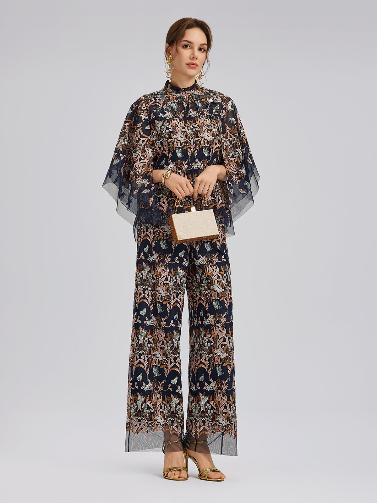 Multicolor Floral Embroidered Pants