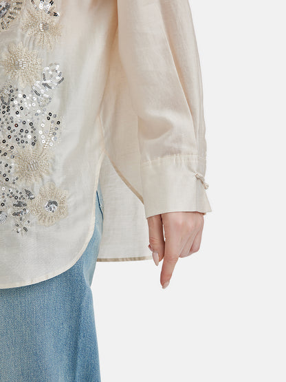 Silk Embroidered Sequin Oriental Top