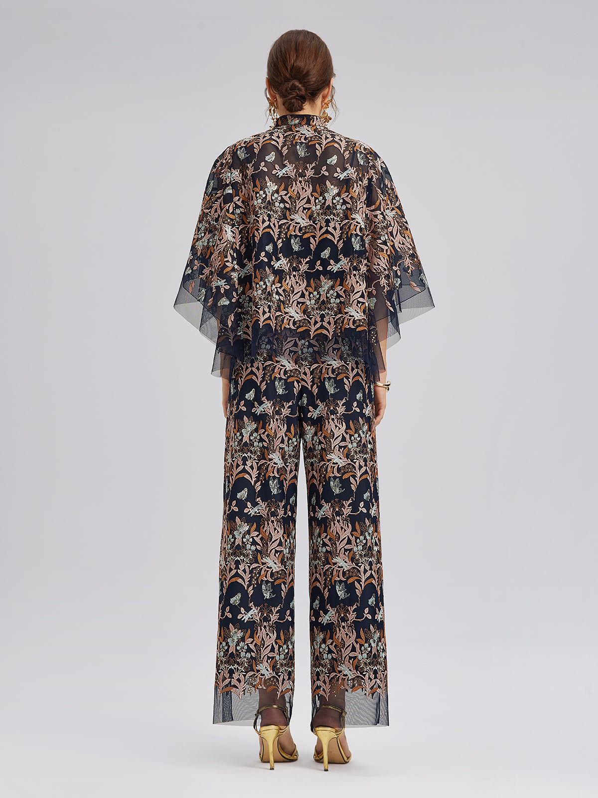 Multicolor Floral Embroidered Pants