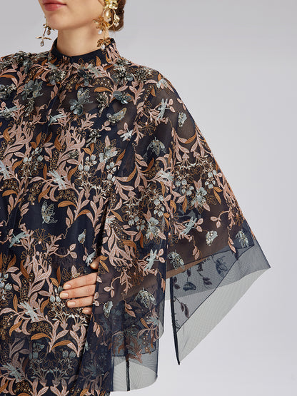 Multicolor Floral Embroidered Beaded Top