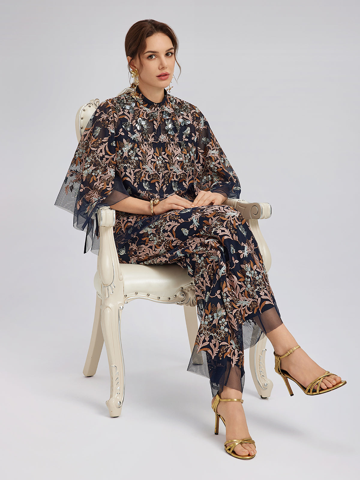 Multicolor Floral Embroidered Pants