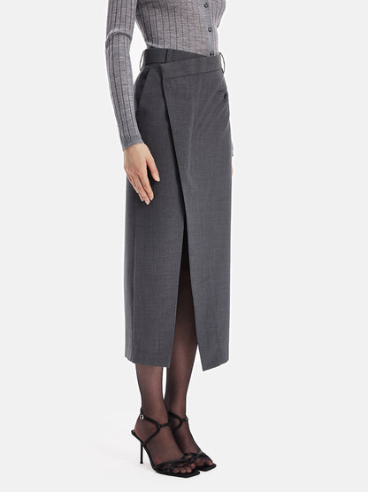 Australian Wool Asymmetrical Gray Skirt