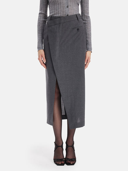 Australian Wool Asymmetrical Gray Skirt