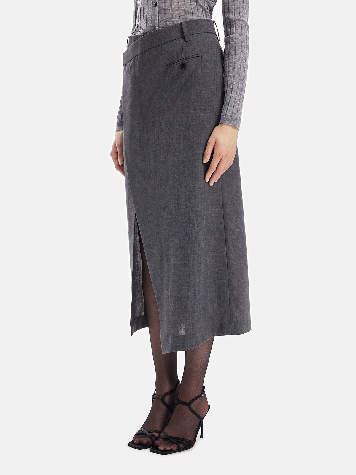 Australian Wool Asymmetrical Gray Skirt