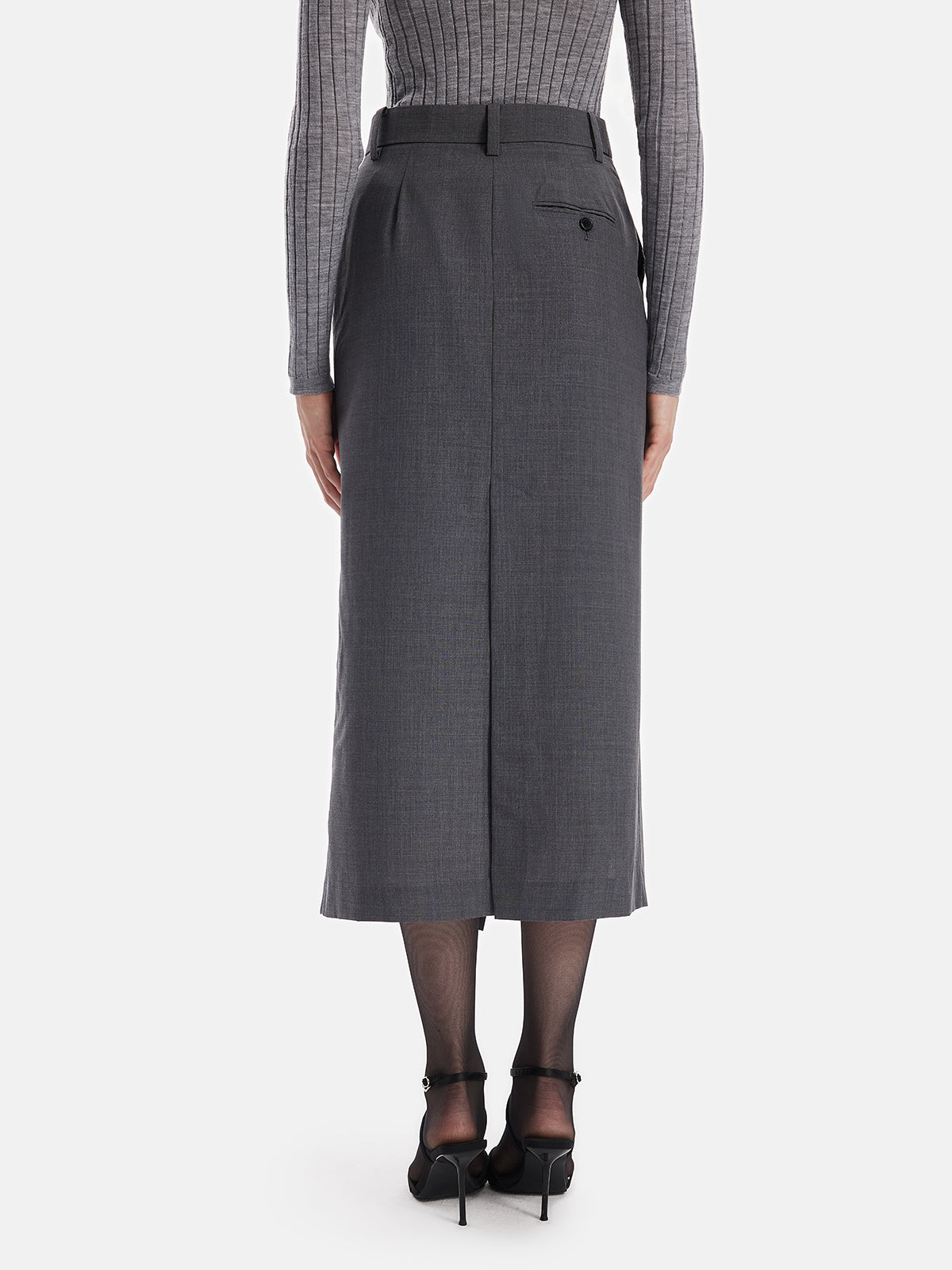 Australian Wool Asymmetrical Gray Skirt